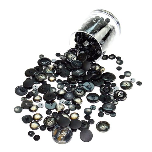 Craft Buttons Assorted Shapes & Sizes Black