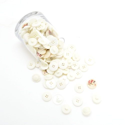 Craft Buttons Assorted Shapes & Sizes White