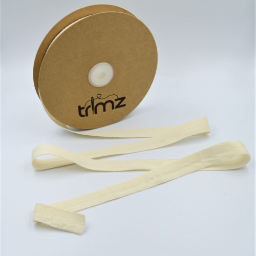 Trimz 100% Cotton Herringbone Tape, Natural, 20mm x 25m