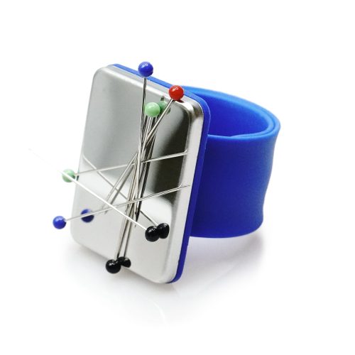 Magnetic Pin Cushion on a Wristband Blue